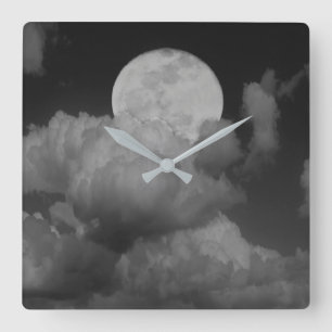 Moon & Clouds über Kansas Quadratische Wanduhr