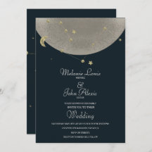Moon Constellation Gold Celestial Blue Wedding