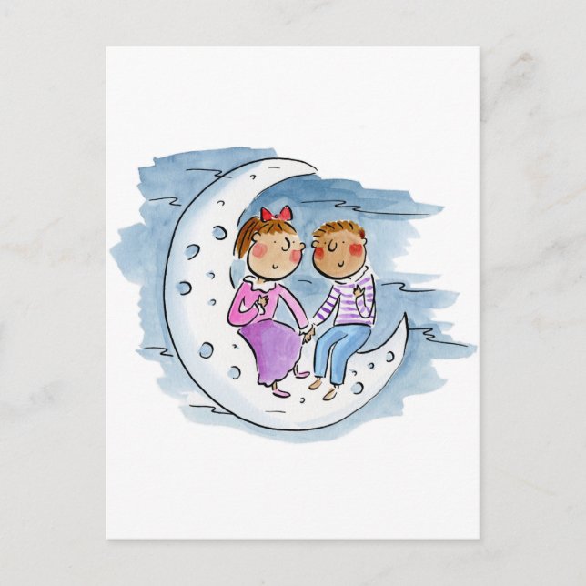 Moon Couple Postkarte (Vorderseite)