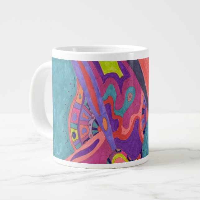 Moon Crashs, abstrakte Kunst Jumbo-Tasse (Vorderseite Links)