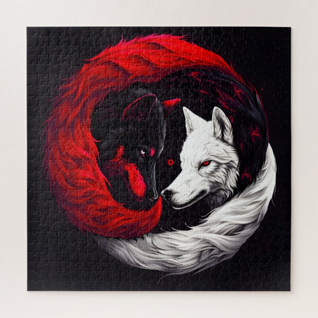 Moon Crimson Red White Wolf (Vertikal)