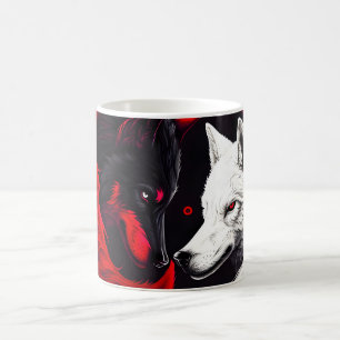 Moon Crimson Red White Wolf Kaffeetasse