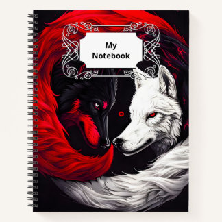 Moon Crimson Red White Wolf Notizbuch