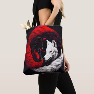Moon Crimson Red White Wolf Tasche