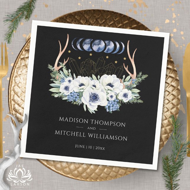 Moon Crystals Blume Boho Metaphysische Hochzeit Serviette (Von Creator hochgeladen)