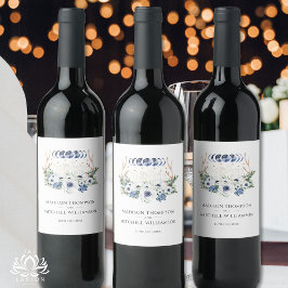 Moon Crystals Blume Boho Metaphysische Hochzeit Weinetikett