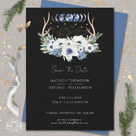 Moon Crystals White Blue Flowers Boho Metaphysisch Save The Date