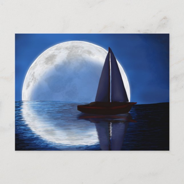 Moon de marin ~Moonlight Voilier~ Carte postale (Devant)