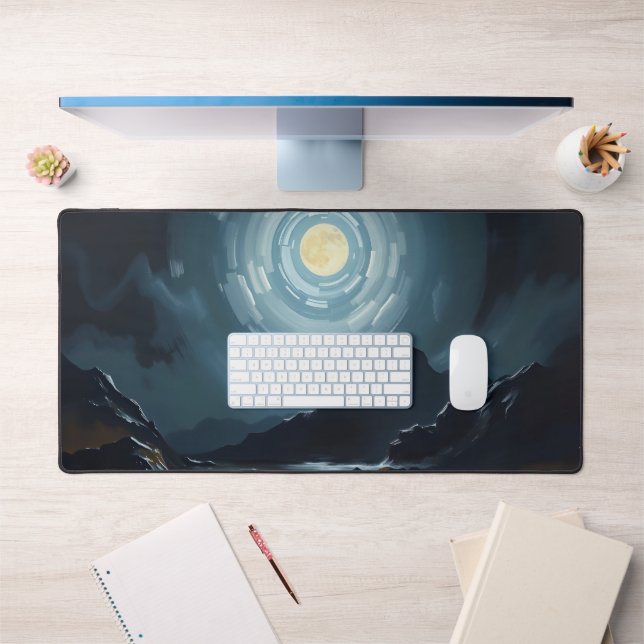 Moon Desk Mat - Ästhetische Mondphasen, Vollmond, Schreibtischunterlage (Büro 1)