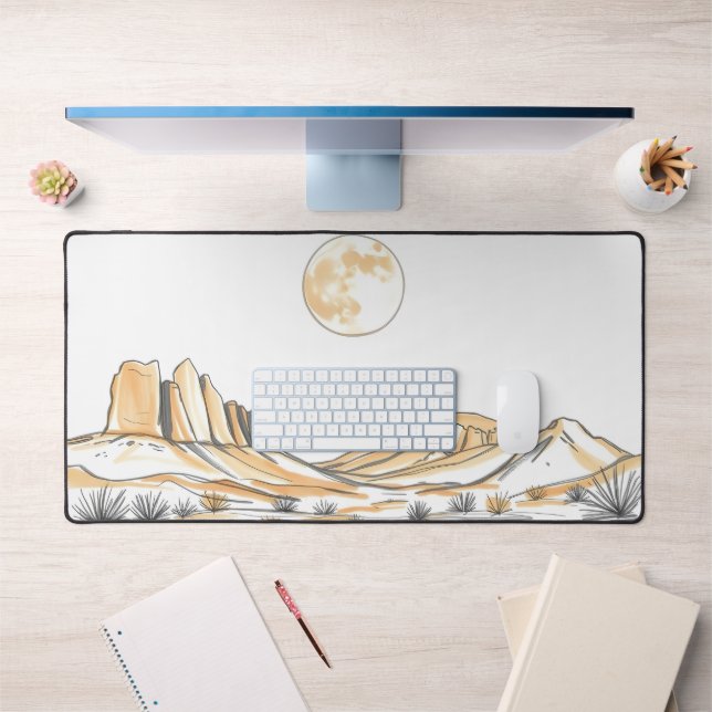 Moon Desk Mat - Ästhetische Mondphasen, Vollmond, Schreibtischunterlage (Büro 1)