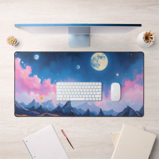 Moon Desk Mat - Ästhetische Mondphasen, Vollmond, Schreibtischunterlage