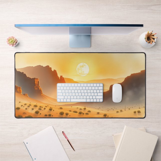 Moon Desk Mat - Ästhetische Mondphasen, Vollmond, Schreibtischunterlage (Büro 1)