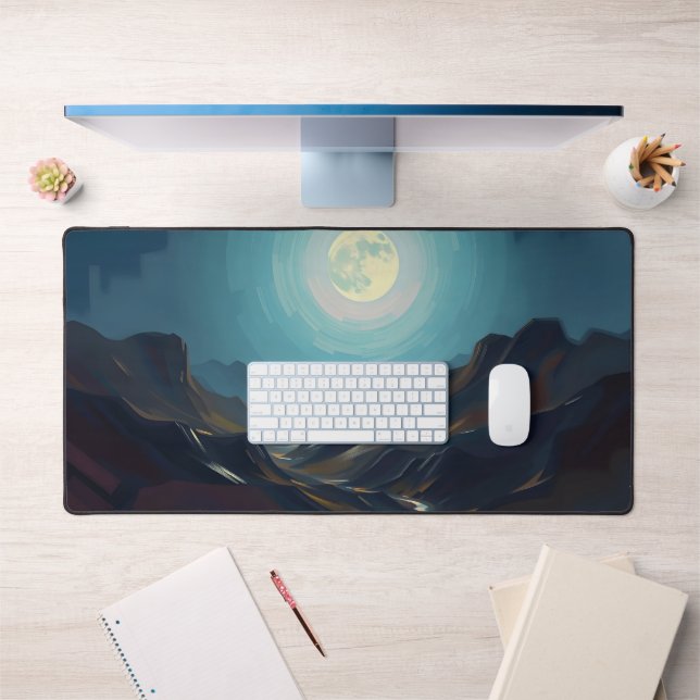 Moon Desk Mat - Phases lunaires esthétiques, Plein (Bureau 1)