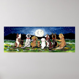 Moon Dog Night Scene Poster Dalmir Spaniel