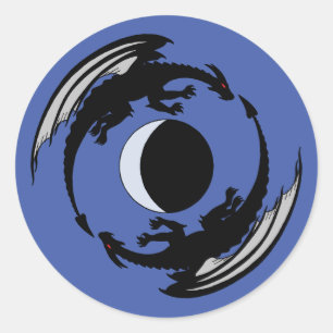 Moon Dragons Fantasy Design Classic Round Sticker