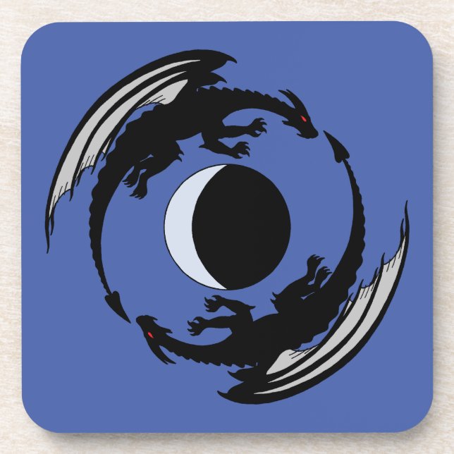 Moon Dragons Fantasy Design Getränke Coaster Getränkeuntersetzer (Vorderseite)