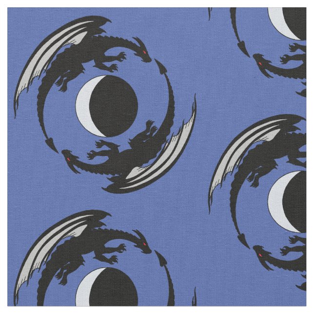 Moon Dragons Fantasy Design Stoff (Nahaufnahme)