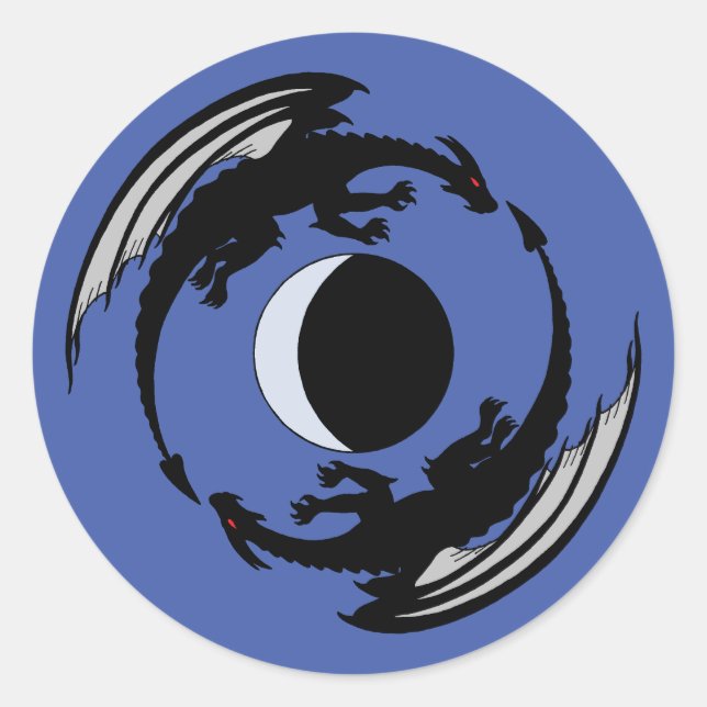 Moon Dragons Imaginaire Design Sticker Classic Rou (Devant)
