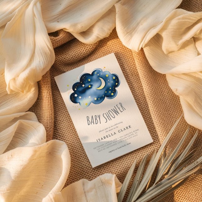 Moon et Stars Boy Baby shower Invitation (Créateur téléchargé)