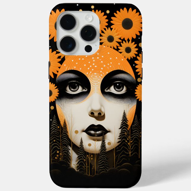 Moon Eyes Orange Floral Case-Mate iPhone Hülle (Rückseite)