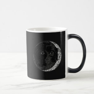 Moon Face Crescent Hand Drawn Ink Illustration Verwandlungstasse