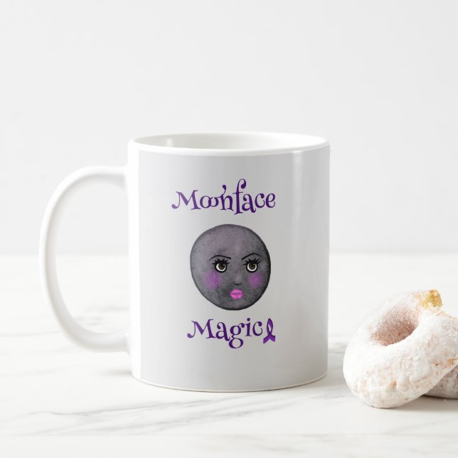Moon Face lila Bandlupe Kaffeetasse (Mit Donut)
