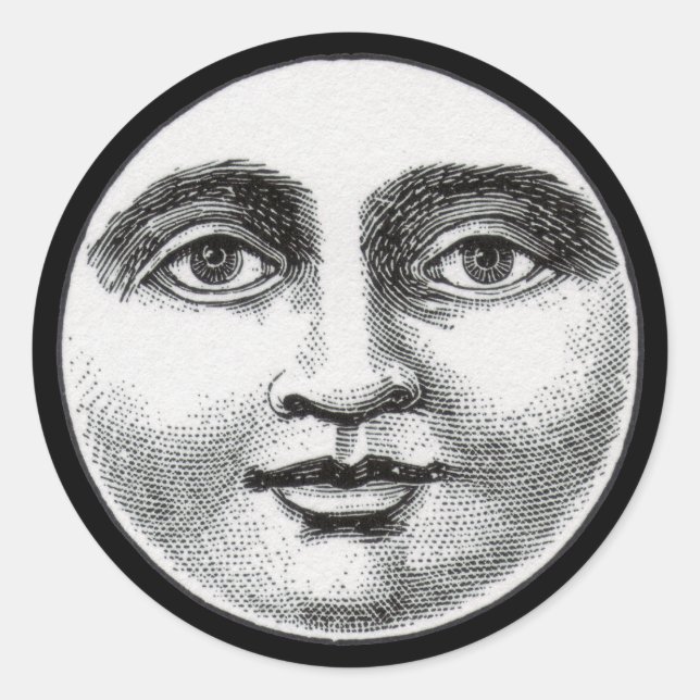 Moon Face Runder Aufkleber (Vorderseite)