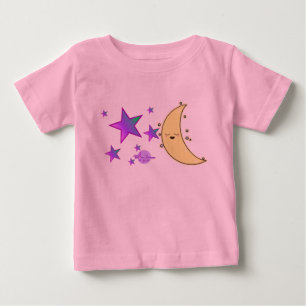 Moon Face & Stars Pink Tutu Baby Bodysuit T-shirt