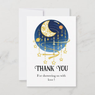 Moon Falling Stars Kinderdusche Dankeskarte