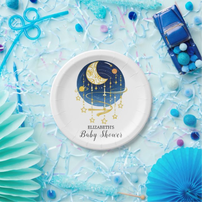 Moon Falling Stars Kinderdusche Pappteller (Party)