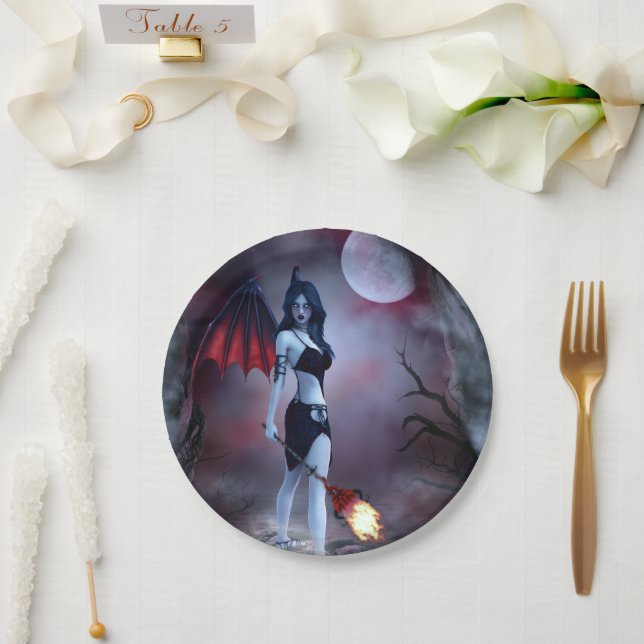 Moon fire Succubus Pappteller (Hochzeit)