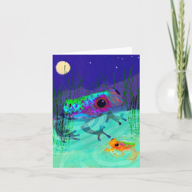 Moon Frogs BLANK Grußkarte Dankeskarte (Vorderseite)