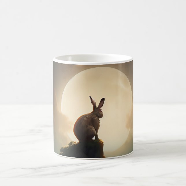 Moon Gazing Hare Aquarelldesign Kaffeetasse (Mittel)