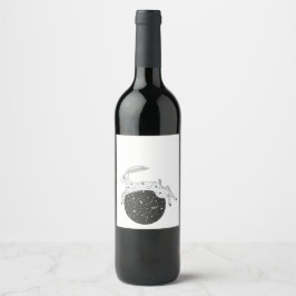 Moon Gazing Hare Wein oder Getränke Label Weinetikett