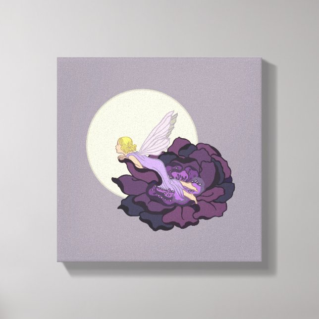 Moon Gazing Lila Blume Fairy Abend Sky Leinwanddruck (Vorderseite)