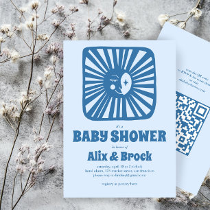 Moon Glow Boho Moderne Niedliche QR Babydusche Einladung