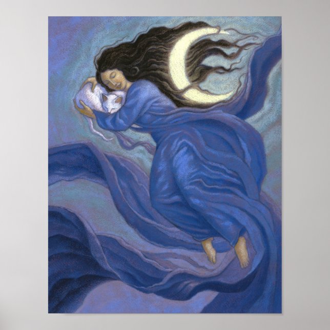 Moon Goddess and cat poster (Vorne)