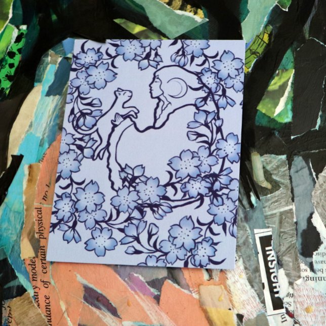 Moon Goddess Cat Hexch Blues Postkarte (Von Creator hochgeladen)