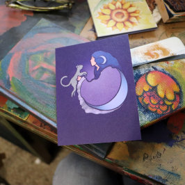 Moon Goddess Cat Hexe Postkarte