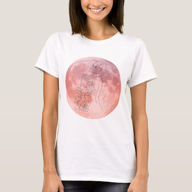 Moon Goddess Celestial Art – Soft Feminine Energy T-Shirt (Vorderseite)