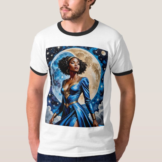 Moon Goddess in Blue Magic TShirt Design (Vorderseite)