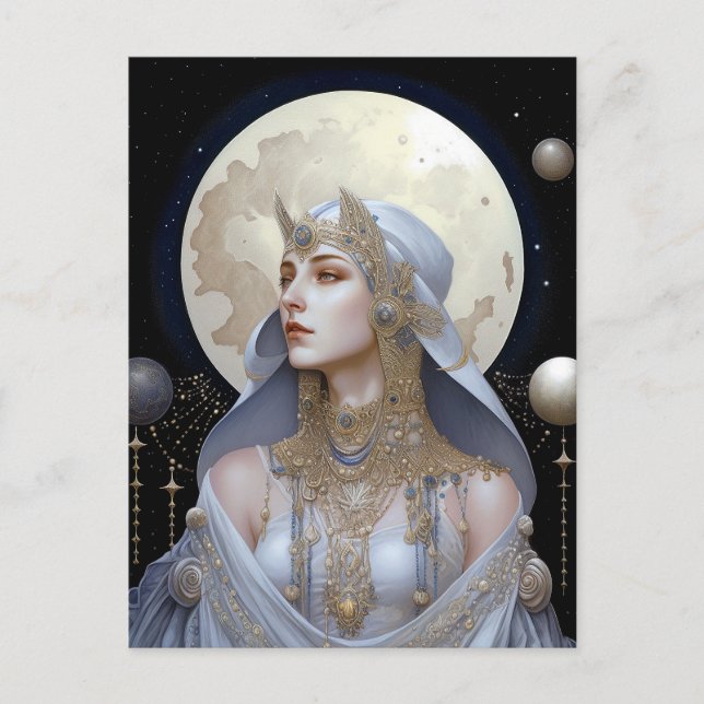 Moon Goddess Queen Fantasy Art Postcard Postkarte (Vorderseite)