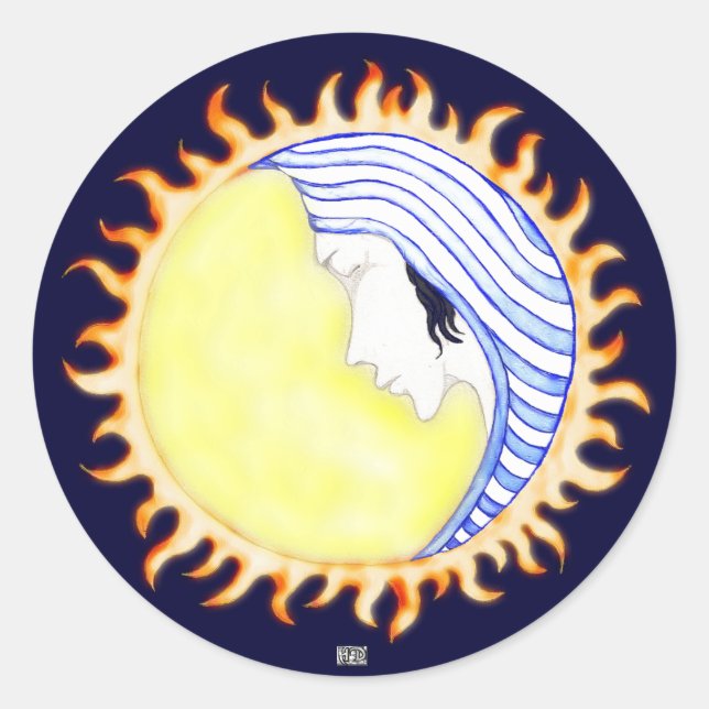 Moon Goddess Runder Aufkleber (Vorderseite)