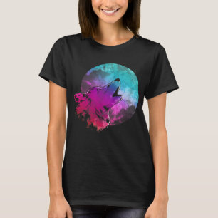 Moon Howling Wildlife Forest Animal Predator Color T-Shirt