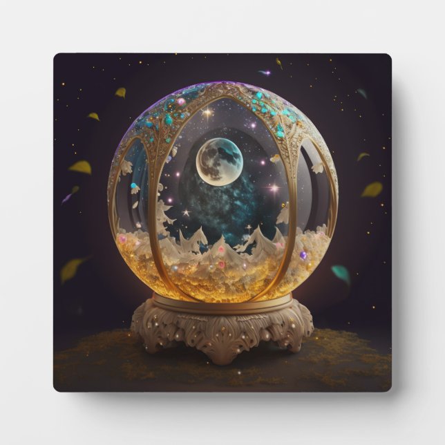 Moon in Globe, Mystik, Kunst der Magie Fotoplatte (Vorderseite)