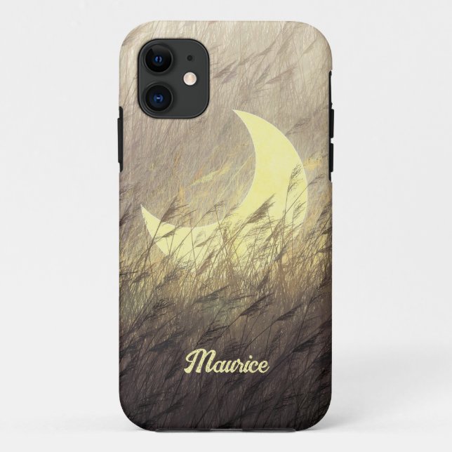 Moon in Grass iPhone Custom Cover Case (Rückseite)