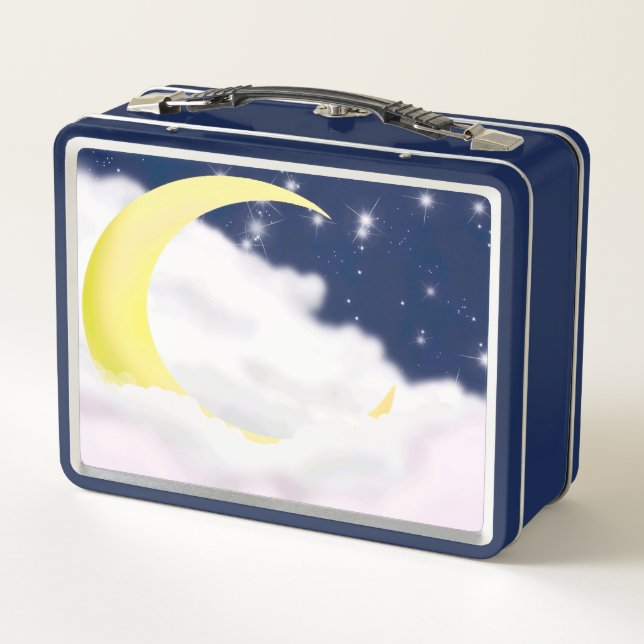 Moon In Soft Clouds Metal Lunchbox (Rückseite)