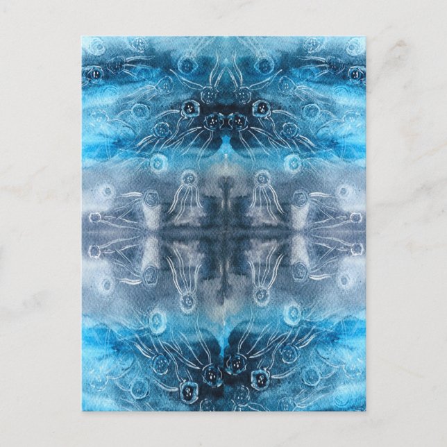 Moon jellyfish batik print postkarte (Vorderseite)
