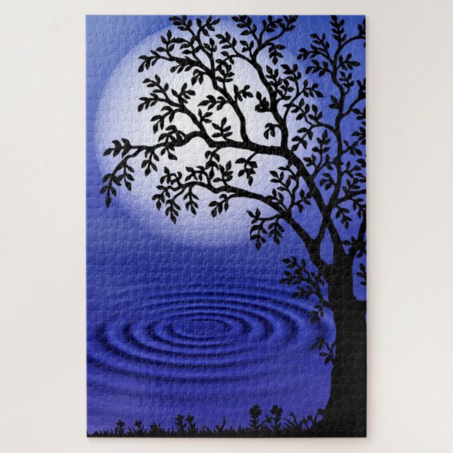 Moon Jigsaw Puzzle Lake Tree (Vertikal)