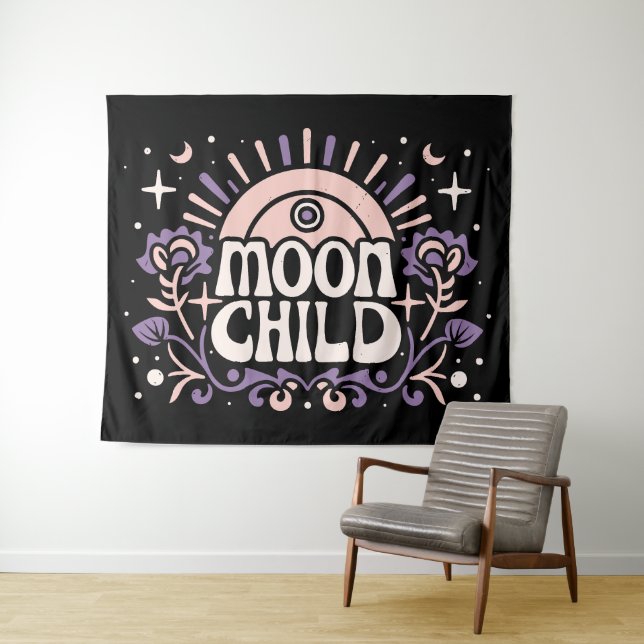 Moon Kind lila Hexe, die ästhetisch Wandteppich (Beispiel (Horizontal))